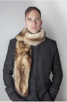 Polecat fitchew fur stole-scarf, cream